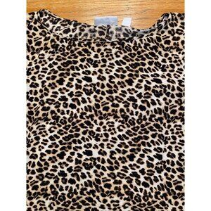 Leopard Print Womens Long Sleeve Top With Drawstring & Elastic Hem